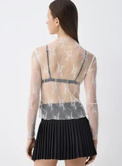 Lace mock neck t-shirt