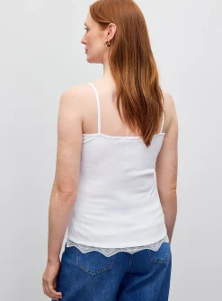 Lace trim ribbed cami