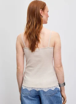 Lace trim ribbed cami