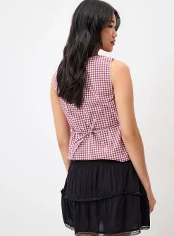 Lace-hem crinkled skort
