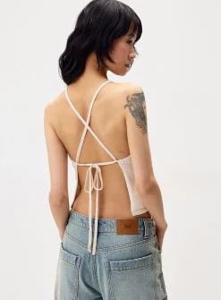 Lace-up back knit cami
