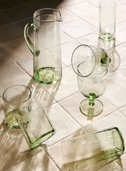 Large textured faceted glasses