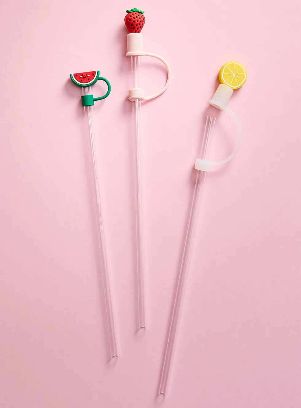 Large transparent straws with playful stoppers