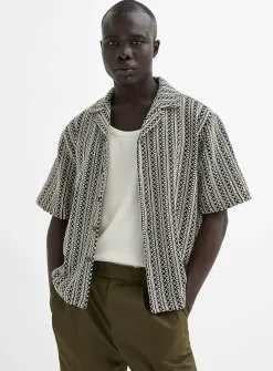 Lattice crochet-knit shirt
