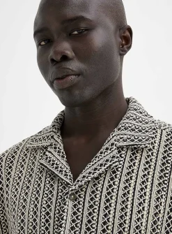 Lattice crochet-knit shirt