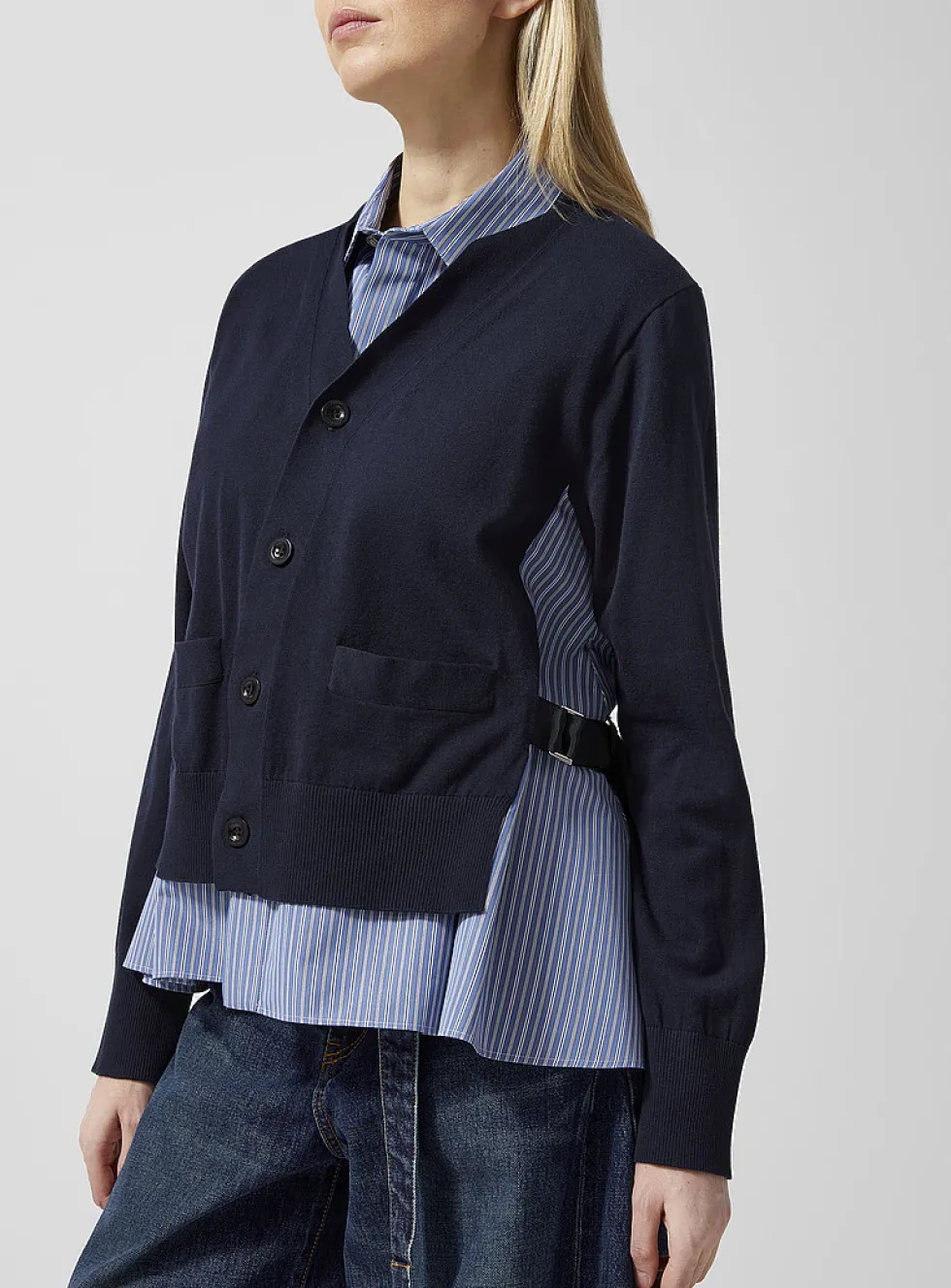 Layered cardigan shirt