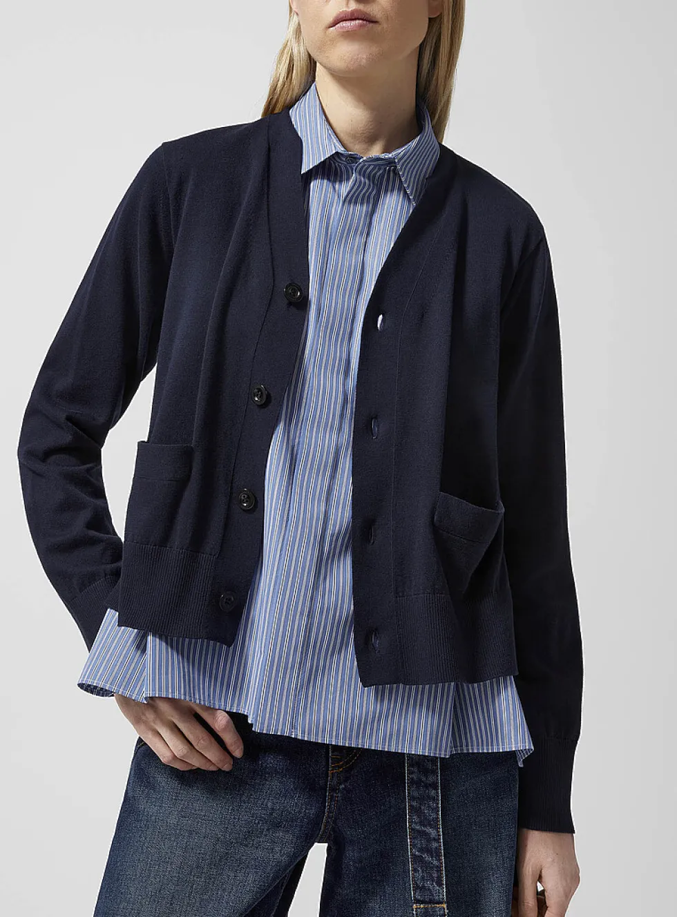 Layered cardigan shirt