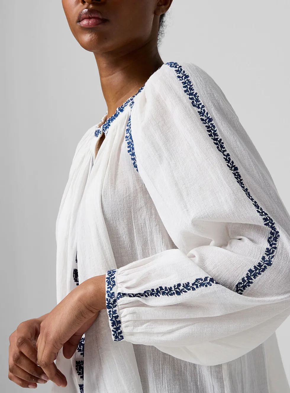 Lena organic 100% cotton embroidered blouse