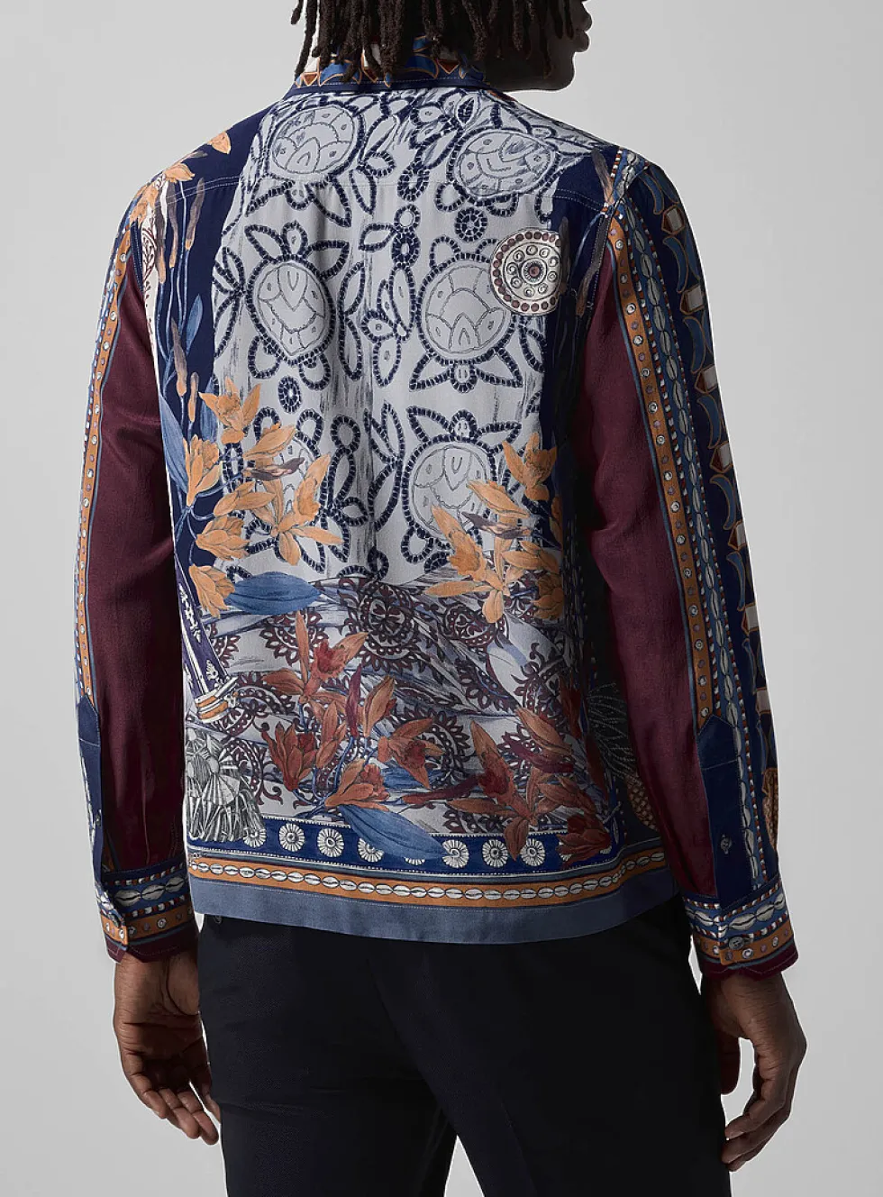 Leopard print floral pure silk shirt