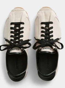 Les Tennis canvas and leather sneakers