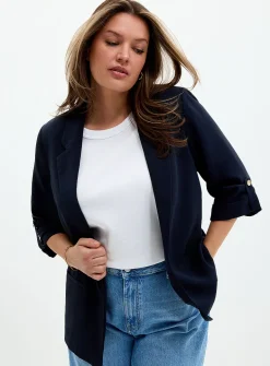 Lightweight crepe open casual jacket