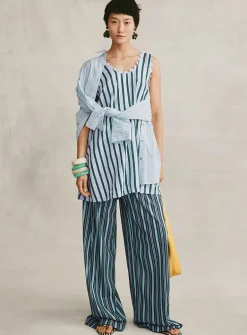 Lightweight piqué knit wide-leg pant