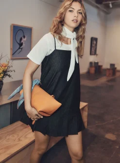 Lightweight pleated-hem denim minidress