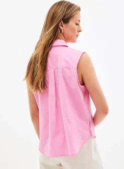 Lightweight poplin sleeveless shirt