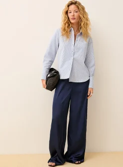 Lightweight satin wide-leg pant