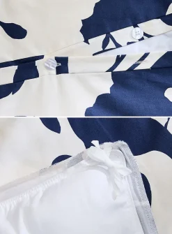 Lila floral poetry navy blue duvet cover set
