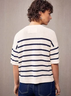 Linen blend striped sweater