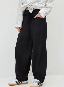 Linen-blend barrel-leg pant
