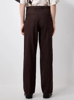 Linen-blend chocolate-brown pant
