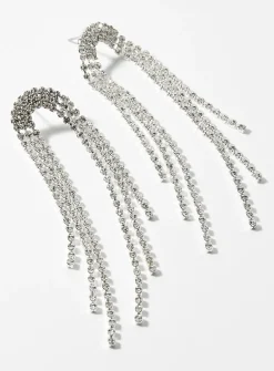 Long crystal-cascade earrings