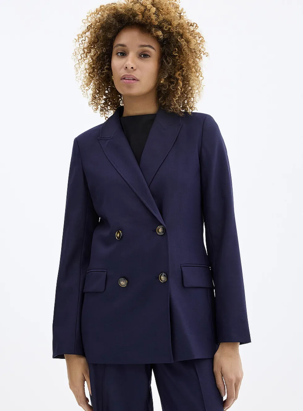 Long double-breasted blazer