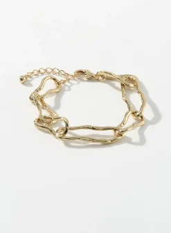 Long hammered oval-link bracelet