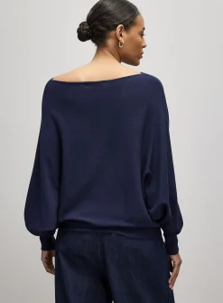Loose boat-neck sweater