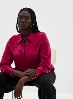 Loose fluid satin shirt