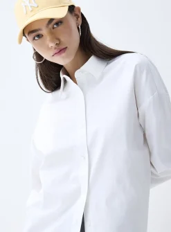 Loose plain poplin shirt