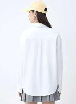 Loose plain poplin shirt