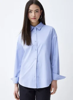 Loose plain poplin shirt