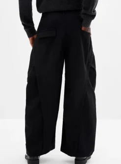 Loose sateen pleated pant