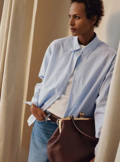 Loose striped lightweight poplin shirt