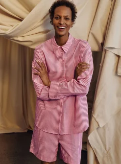 Loose striped lightweight poplin shirt