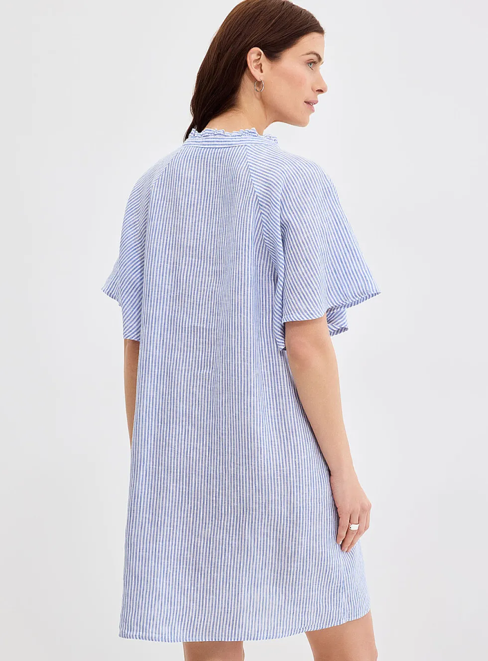 Loose striped pure linen dress