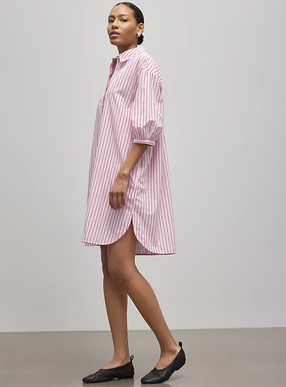 Loose striped shirtdress