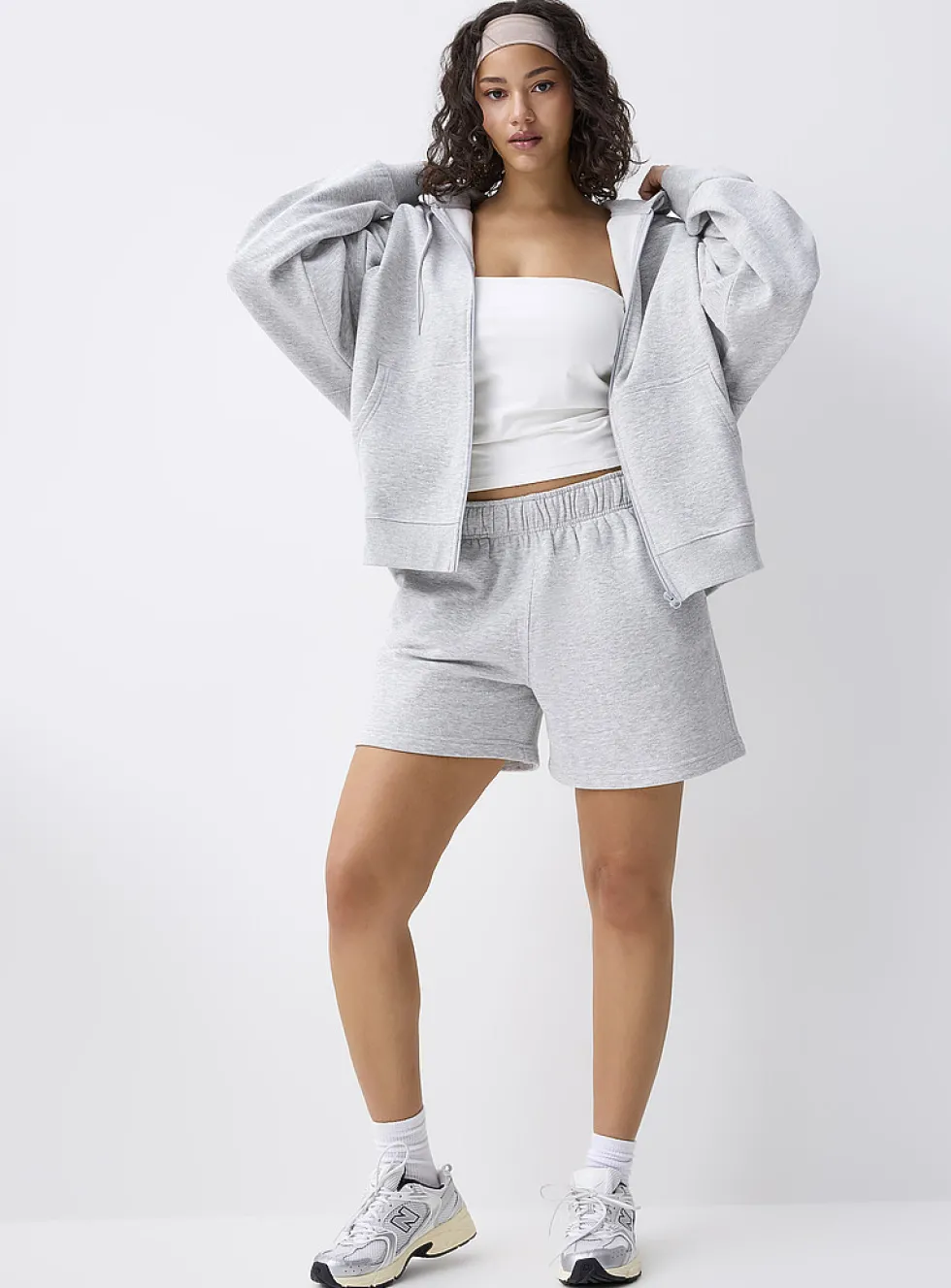 Loose zip fleece hoodie