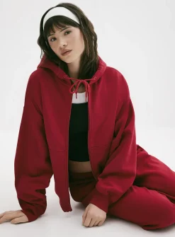 Loose zip fleece hoodie