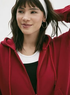 Loose zip fleece hoodie