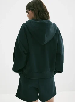 Loose zip fleece hoodie