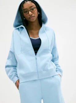 Loose zip fleece hoodie
