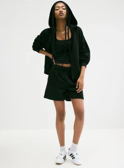 Loose zip fleece hoodie