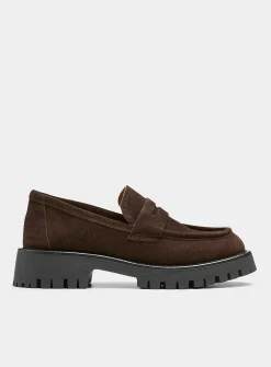 Lug-sole platform penny loafers