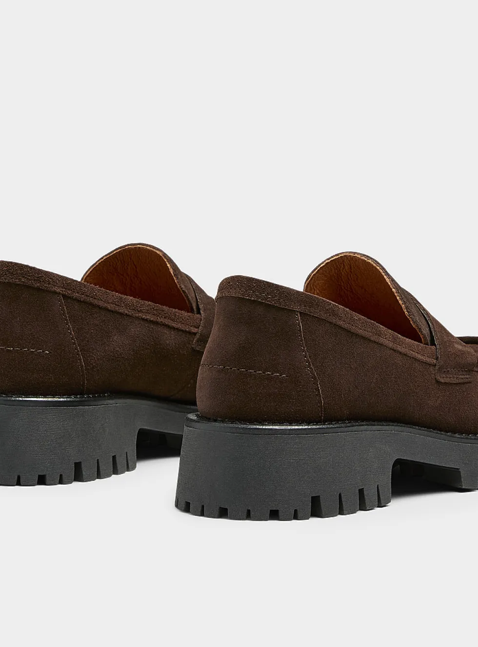 Lug-sole platform penny loafers