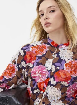 Lush bloom officer-collar shirt