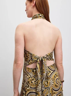 Luxurious paisley halter maxi dress