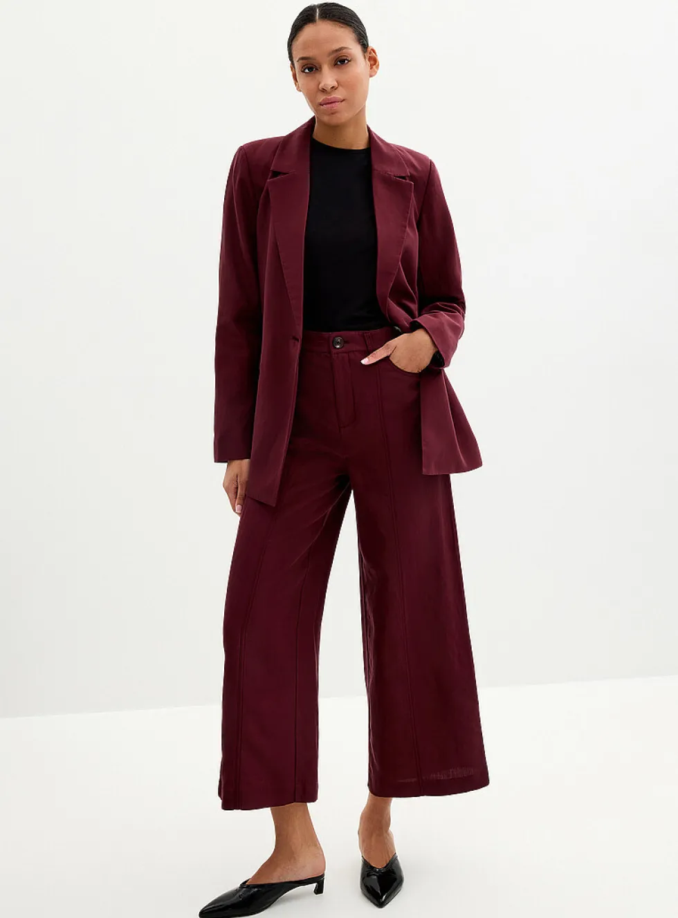 Lyocell-linen cropped pant