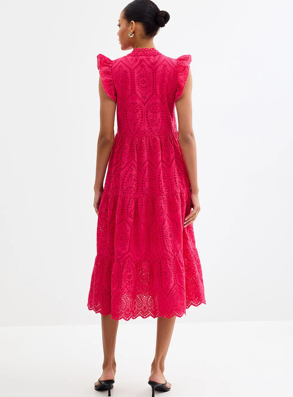 Magenta broderie anglaise tiered dress