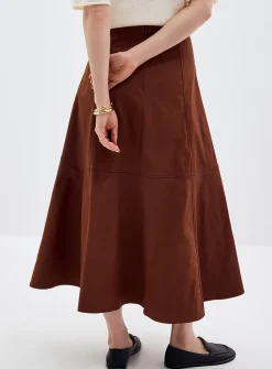 Malo hazelnut flared maxi skirt