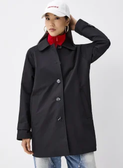Marbled buttons straight-fit twill coat
